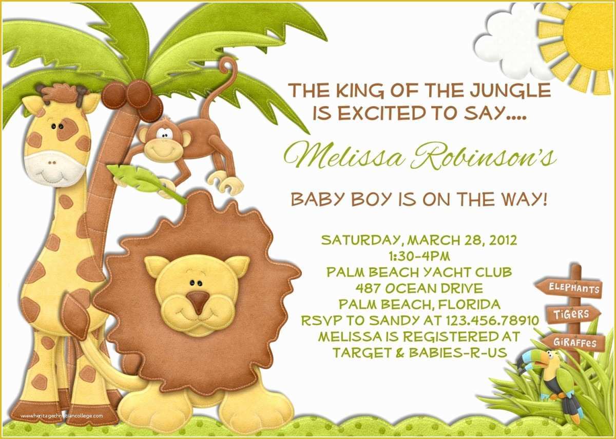 Safari Invitation Template Free Of New Baby Shower Invitations Jungle Safari Animals