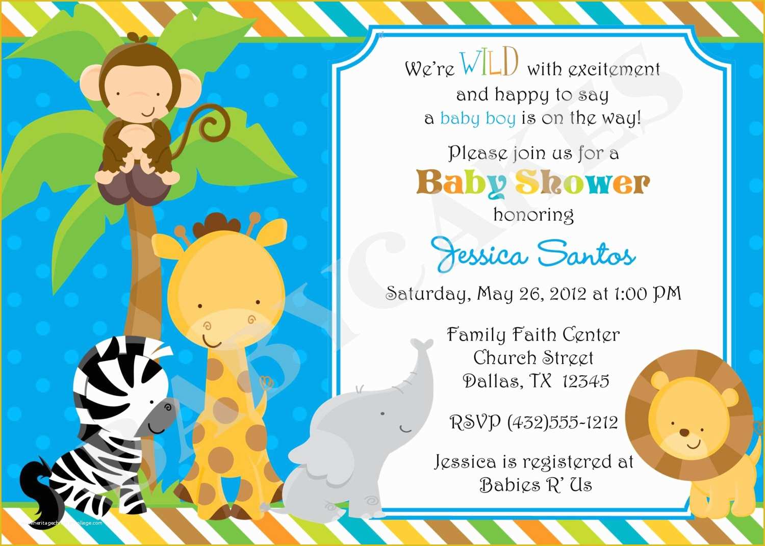 Safari Invitation Template Free Of Safari Jungle Animals Baby Shower Invitation Diy by