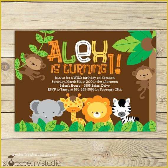 Safari Invitation Template Free Of Safari Jungle Birthday Invitation Printable Jungle Animals