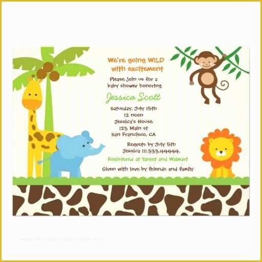 Safari Invitation Template Free Of Safari Jungle Zoo Baby Shower Invitations