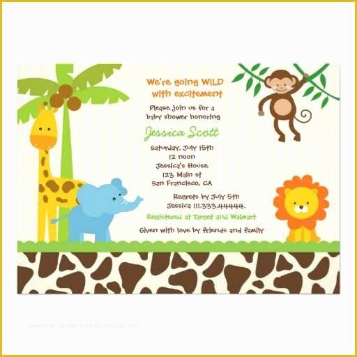 Safari Invitation Template Free Of Safari Jungle Zoo Baby Shower Invitations