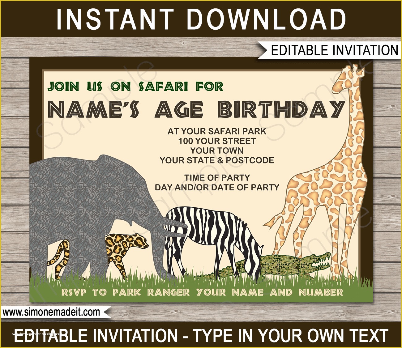 Safari Invitation Template Free Of Safari or Zoo Party Invitations Template