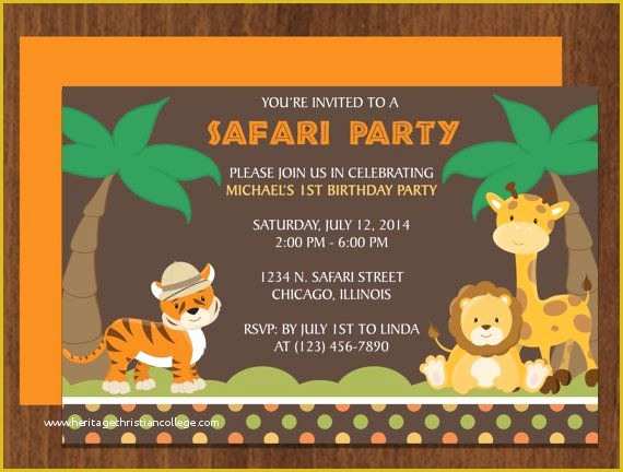 Safari Invitation Template Free Of Safari Party Invitation Editable Template Microsoft