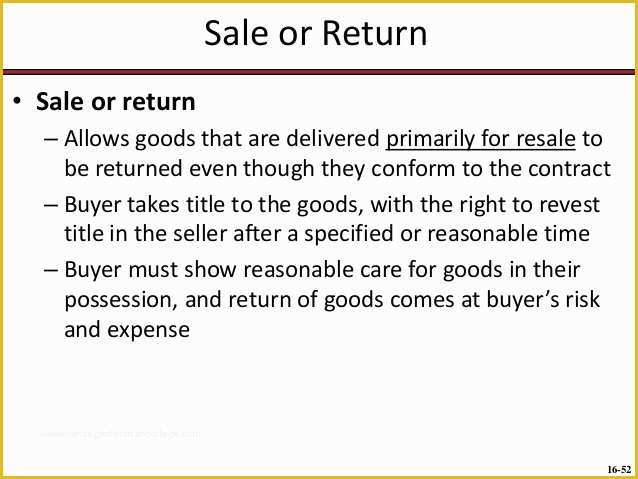 Sale or Return Agreement Template Free Of Bus 115 Chap013 Sales Contracts formation Title Risk