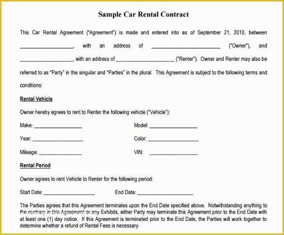 Sale or Return Agreement Template Free Of Sample Car Lease Agreement Template 6 Free Documents In