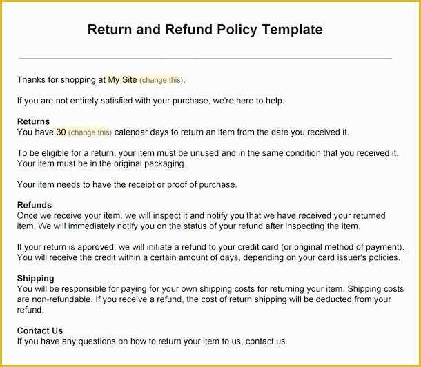 Sale or Return Agreement Template Free Of Sample Return Policy for E Merce Stores Termsfeed