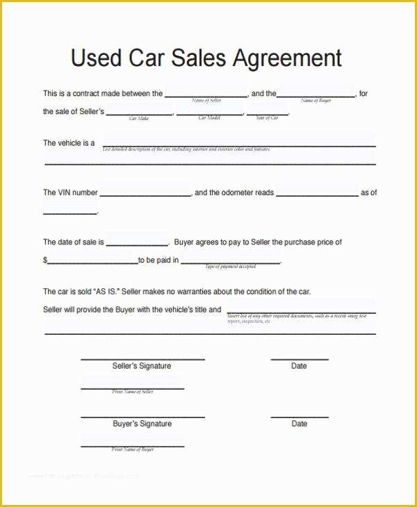 Sale or Return Agreement Template Free Of Vehicle Sale Agreement Template