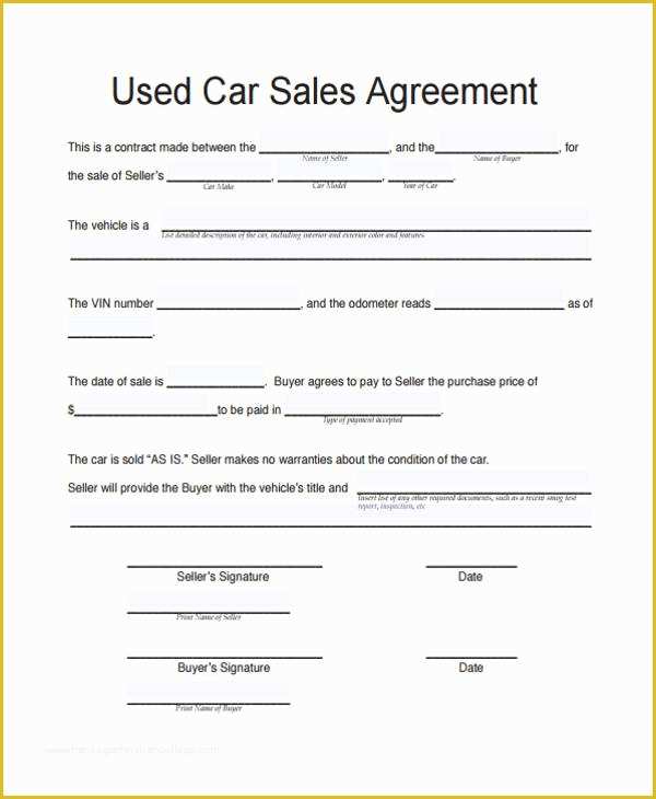 Sale or Return Agreement Template Free Of Vehicle Sale Agreement Template