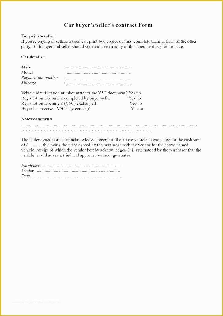 Sale or Return Agreement Template Free Of Vehicle sold as is Template Used Car Sale Contract