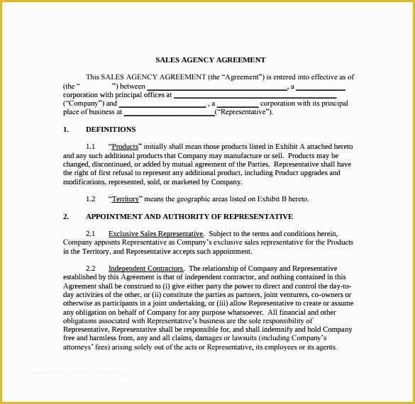 Sales Agency Agreement Template Free Of 10 Agency Agreement Templates – Free Samples Examples