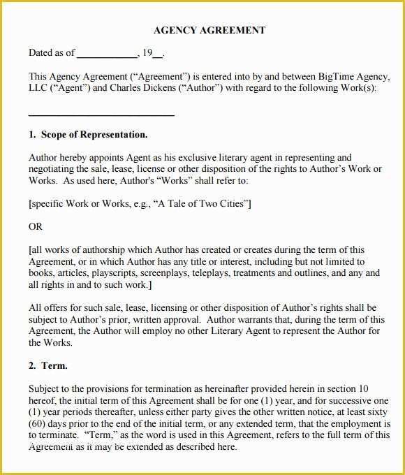Sales Agency Agreement Template Free Of 10 Agency Agreement Templates – Free Samples Examples