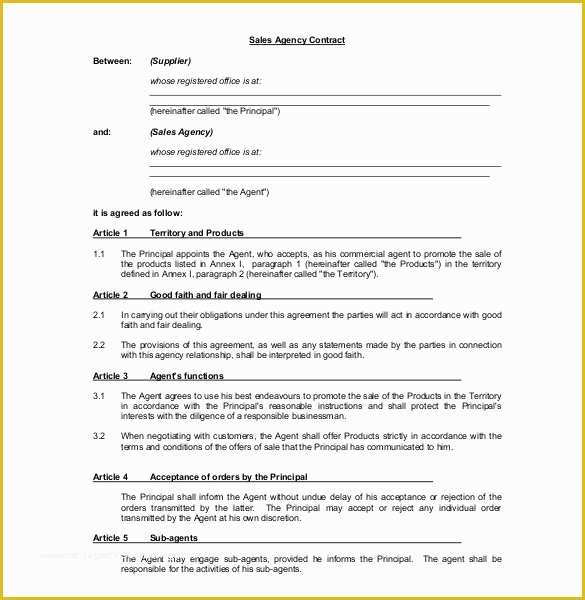 Sales Agency Agreement Template Free Of 23 Mission Agreement Templates Word Pdf Pages
