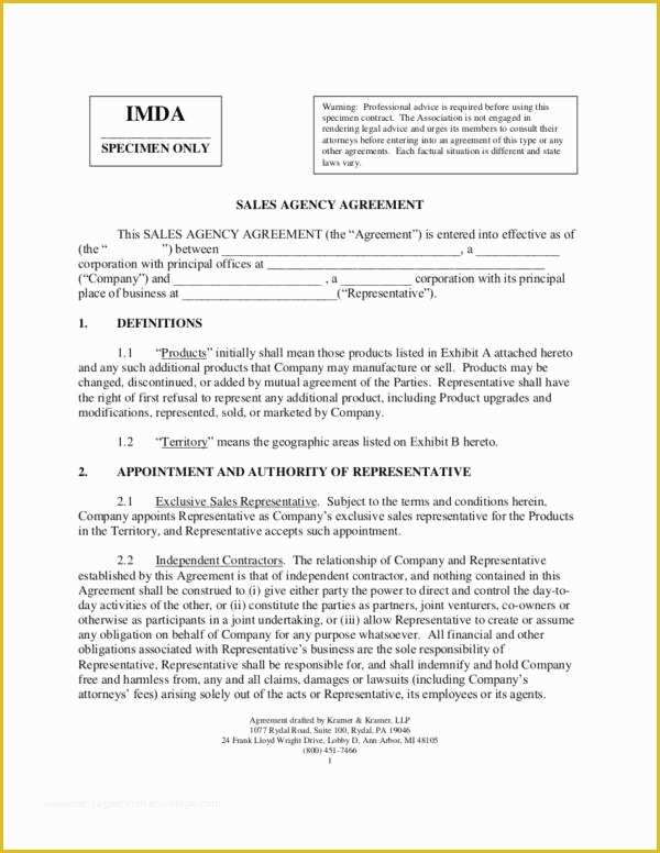Sales Agency Agreement Template Free Of 35 Free Contract Templates