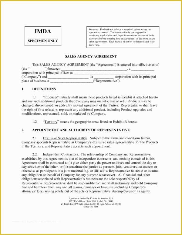 Sales Agency Agreement Template Free Of 35 Free Contract Templates