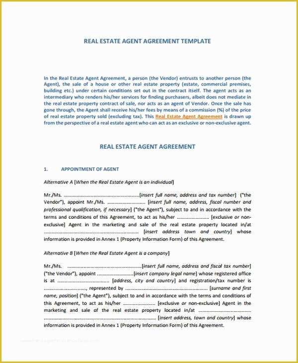 Sales Agency Agreement Template Free Of 6 Exclusive Agency Agreement form Samples Free
