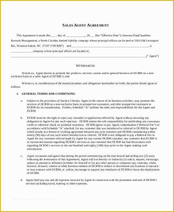 Sales Agency Agreement Template Free Of 9 Sales Agreement Contract Samples &amp; Templates Pdf