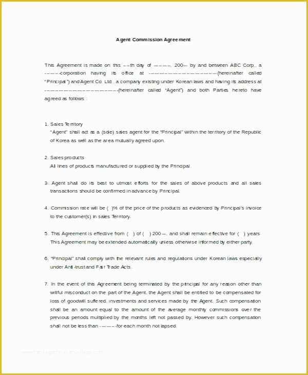 Sales Agency Agreement Template Free Of Agency Agreement Template Sales Agency Agreement Template