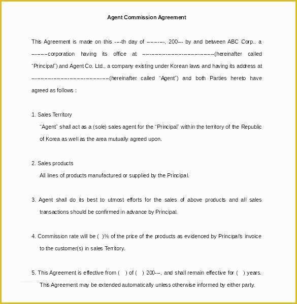 Sales Agency Agreement Template Free Of Awesome Sales Agency Agreement Exclusive Template Free