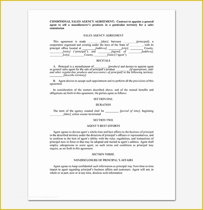 Sales Agency Agreement Template Free Of Conditional Sale Agreement 17 Samples Examples & Templates