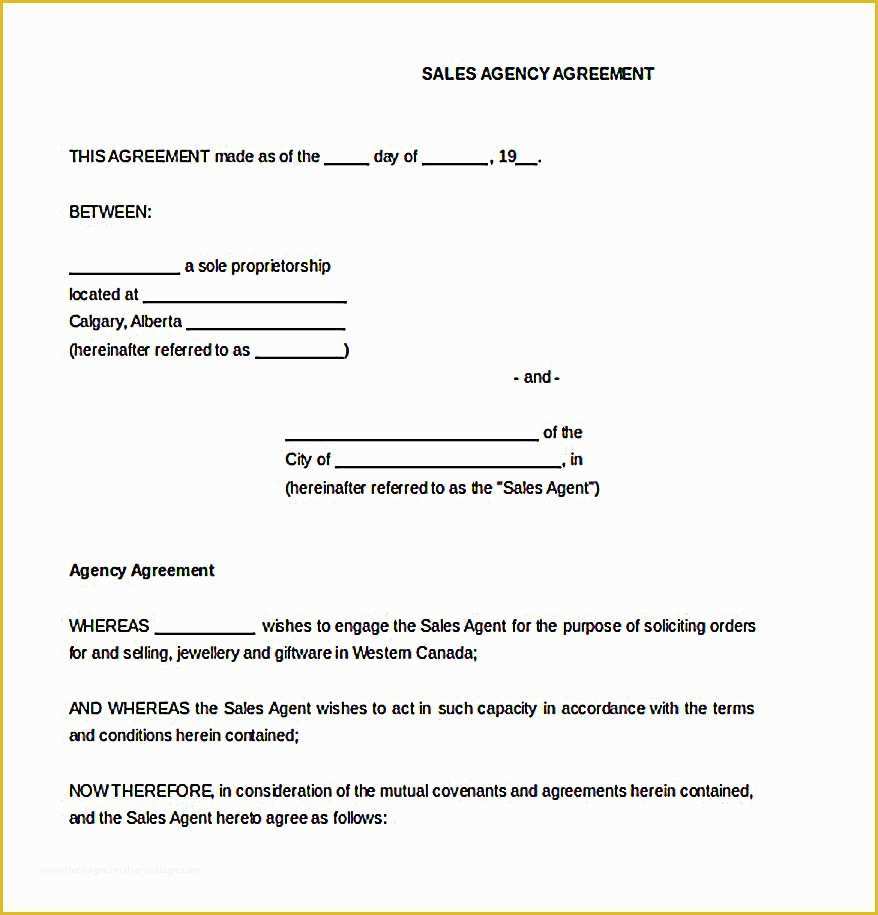 Sales Agency Agreement Template Free Of Reliable Sales Agreement Template for Free to Copy