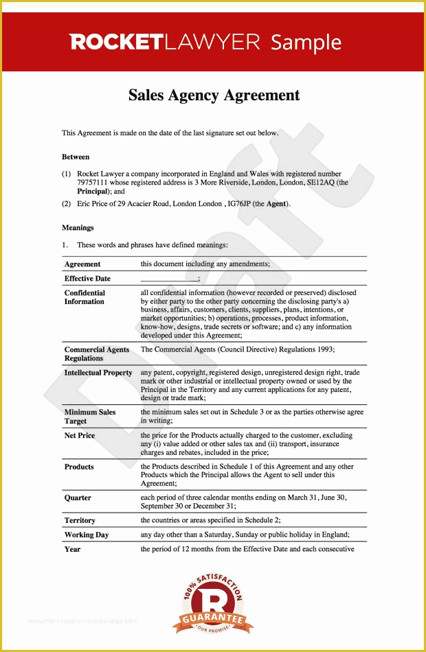 Sales Agency Agreement Template Free Of Sales Agency Agreement Sales Agency Contract Template