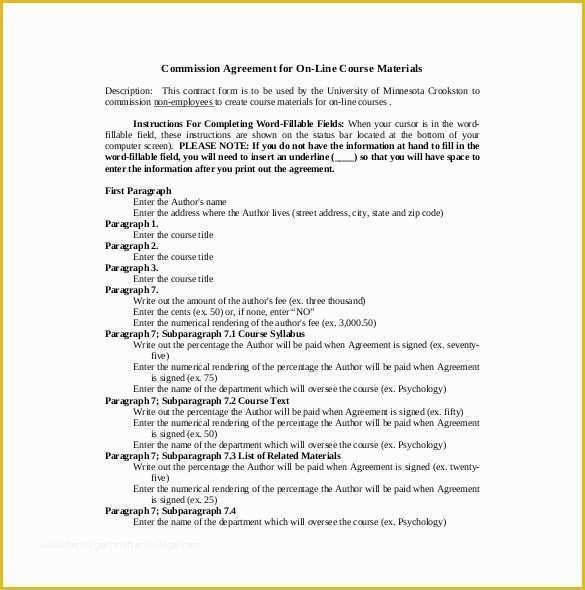 Sales Commission Contract Template Free Of 19 Mission Agreement Templates Word Pdf Pages