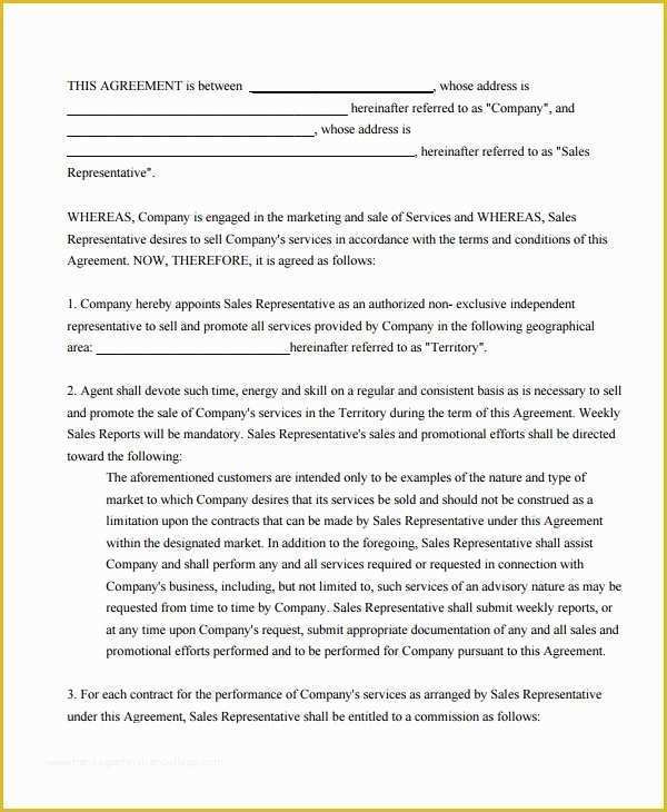Sales Commission Contract Template Free Of 9 Mission Sales Agreement Templates
