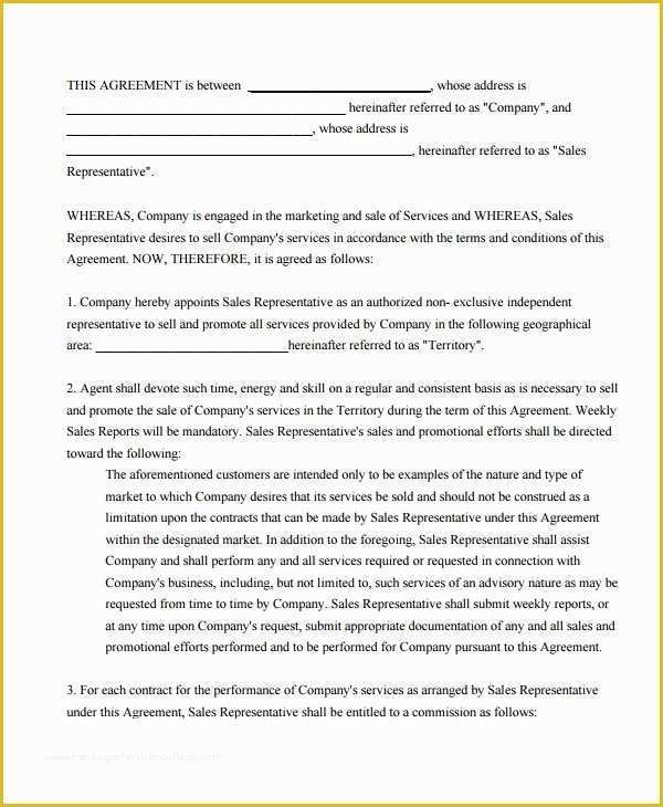 Sales Commission Contract Template Free Of 9 Mission Sales Agreement Templates