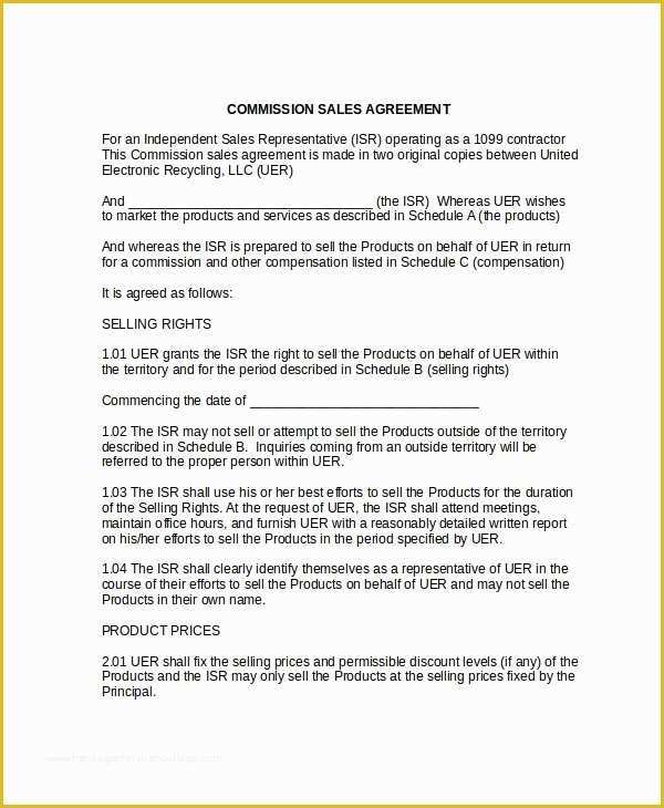 Sales Commission Contract Template Free Of 9 Mission Sales Agreement Templates