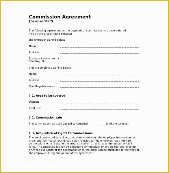Sales Commission Contract Template Free Of Mission Agreement Letter Template 60 Employee Sales