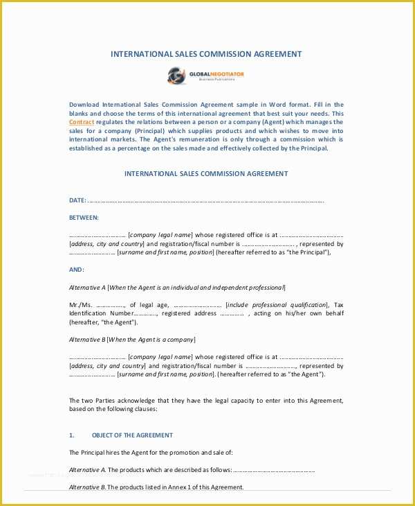 Sales Commission Contract Template Free Of Sample Sales Contract Agreement 10 Examples In Word Pdf