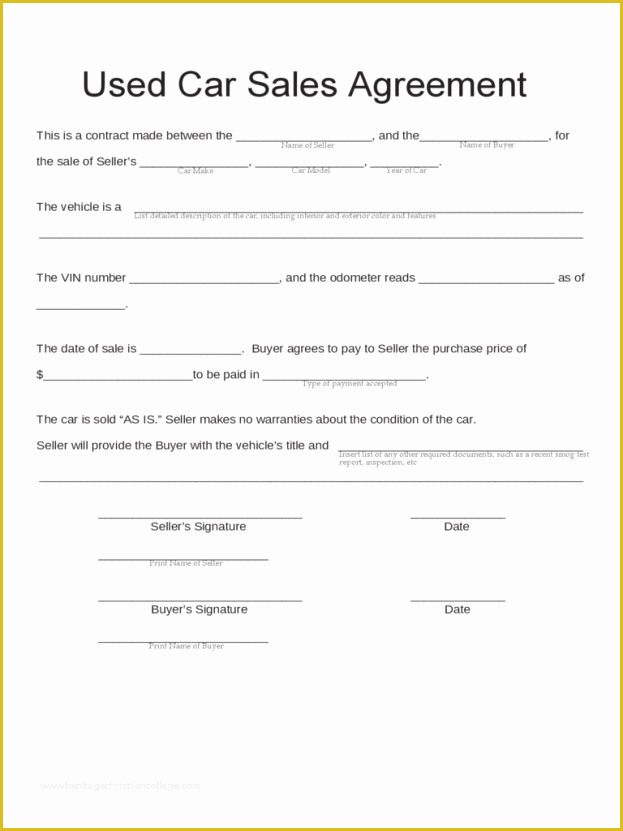 Sales Contract Template Free Download Of Auto Purchase Agreement Example Mughals