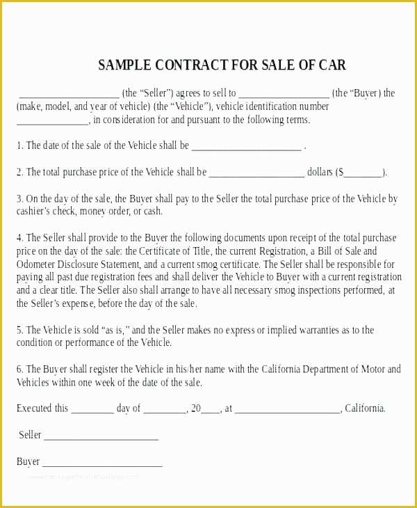 Sales Contract Template Free Download Of Free Sales Agreement Contract Template Used Vehicle Car Nz