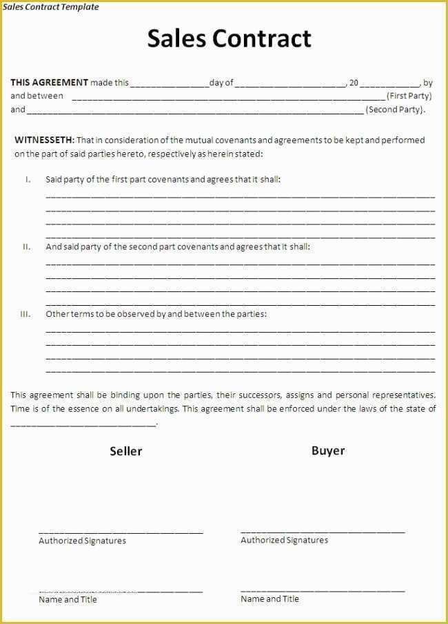 Sales Contract Template Free Download Of Nice Agreement Template Sample for Sales Contract with