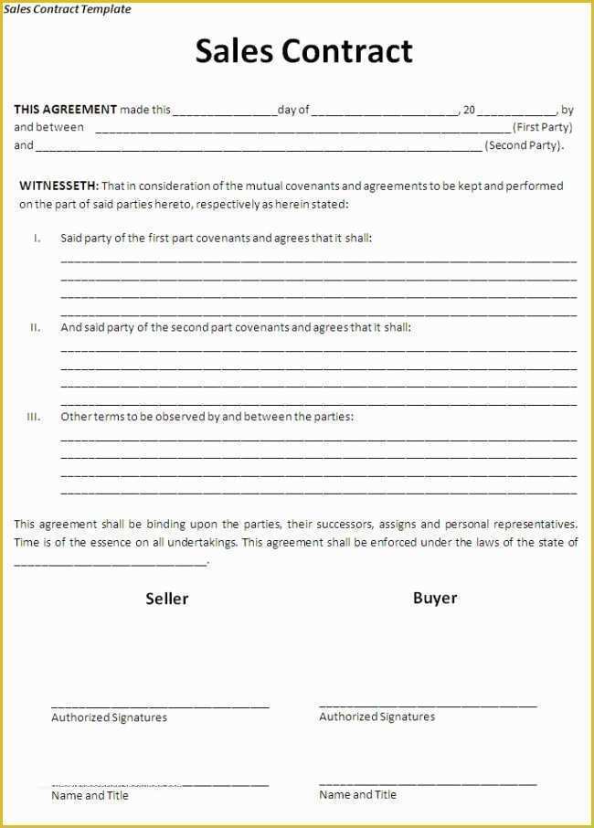 Sales Contract Template Free Download Of Nice Agreement Template Sample for Sales Contract with