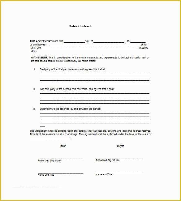 Sales Contract Template Free Download Of Sales Contract Template – 12 Free Word Pdf Documents