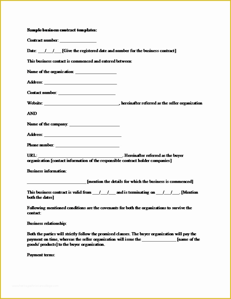 Sales Contract Template Free Download Of Sample Business Contract Template