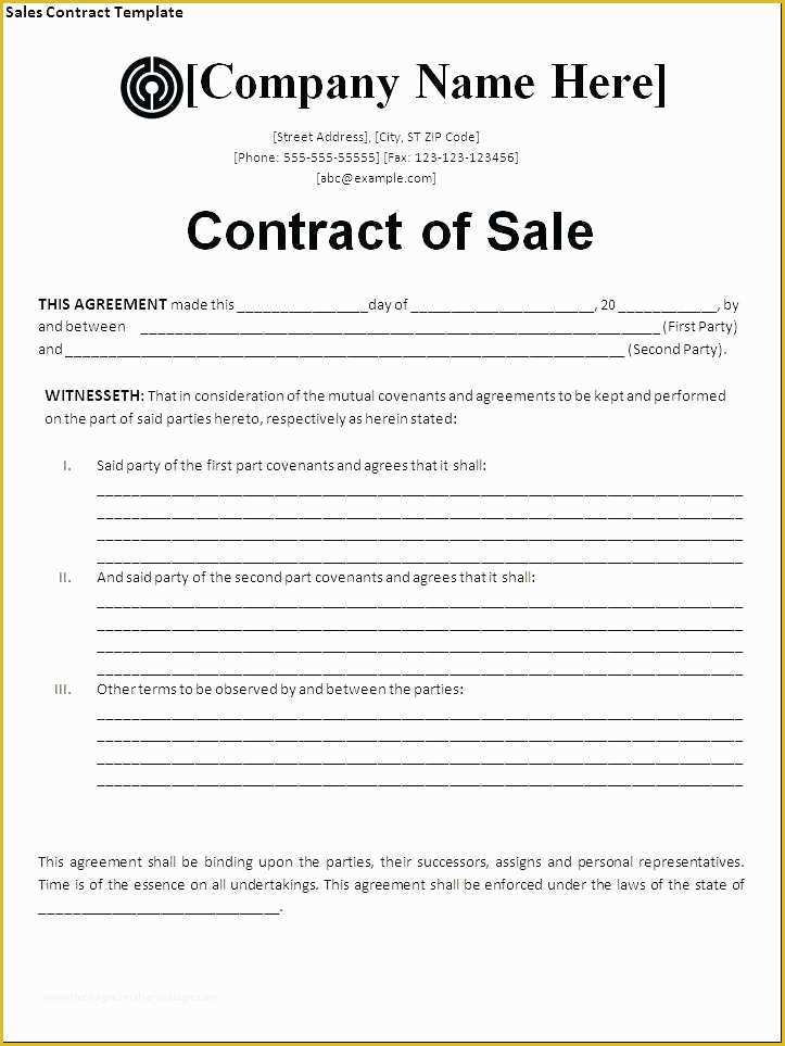 Sales Contract Template Free Download Of Small Business Purchase Agreement Useful Sales Contract