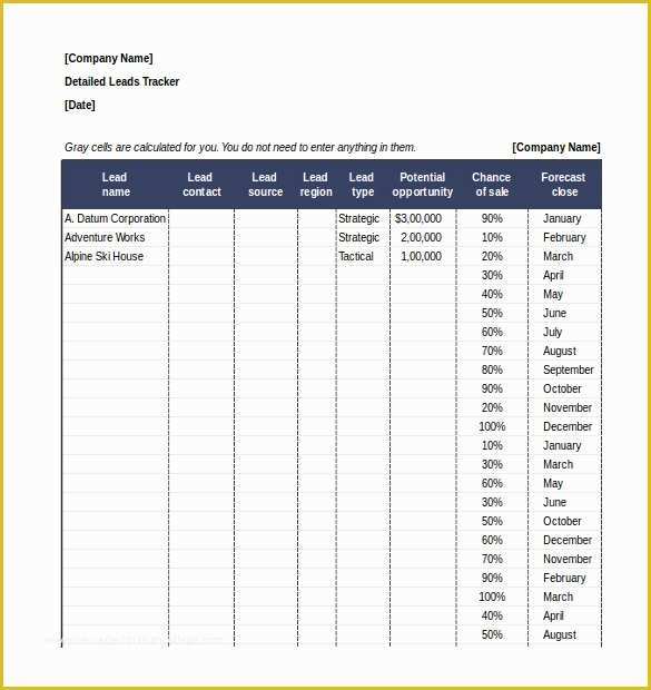 Sales Lead Sheet Template Free Of 16 Tracking Templates Doc Pdf