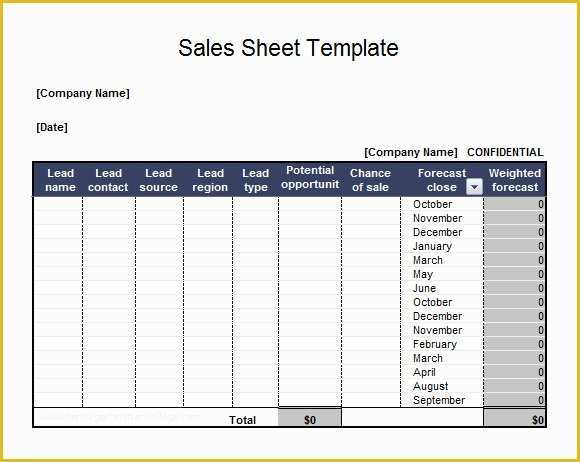 Sales Lead Sheet Template Free Of 7 Sales Sheet Samples