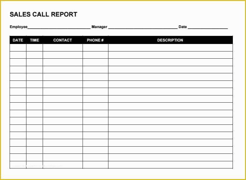 Sales Lead Sheet Template Free Of Free Sales Call Report Templates