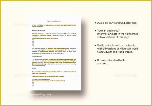 Sales Proposal Template Word Free Of 42 Simple Proposal Templates