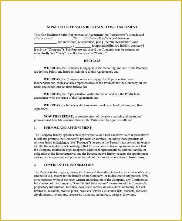 Sales Representative Agreement Template Free Of 8 Sales Agency Agreement Templates
