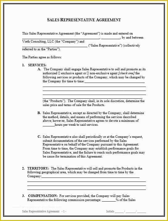 Sales Representative Agreement Template Free Of 9 Free Sample Sales Representative Agreement Templates