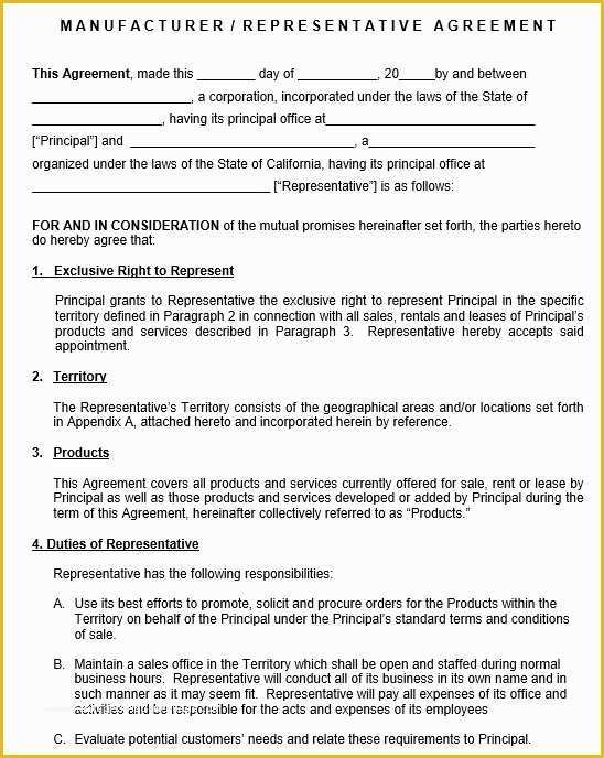 Sales Representative Agreement Template Free Of 9 Free Sample Sales Representative Agreement Templates