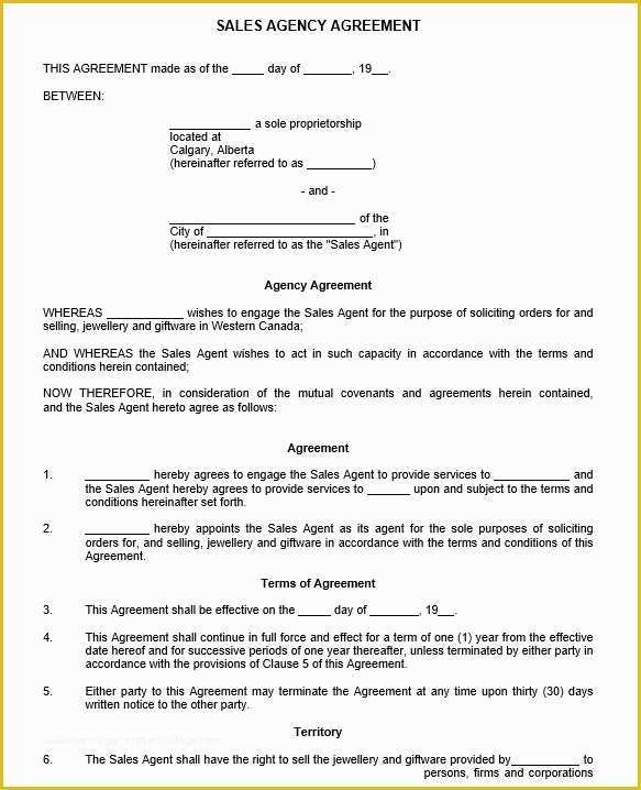 Sales Representative Agreement Template Free Of 9 Free Sample Sales Representative Agreement Templates