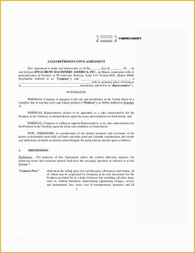 Sales Representative Agreement Template Free Of Contract Sales Representative Agreement