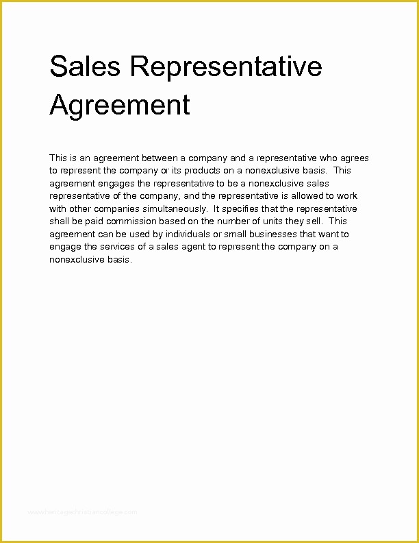 Sales Representative Agreement Template Free Of Heads Terms Sample Heads Agreement Template
