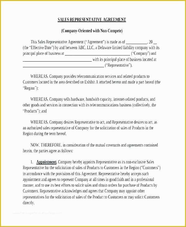 Sales Representative Agreement Template Free Of Sales Rep Agreement Template Lovely Sales Rep Contract