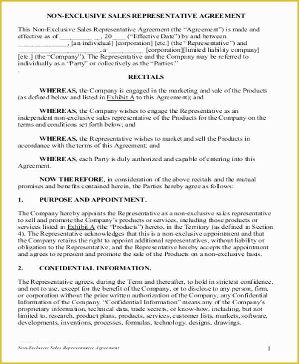Sales Representative Agreement Template Free Of Sample Sales Agreement
